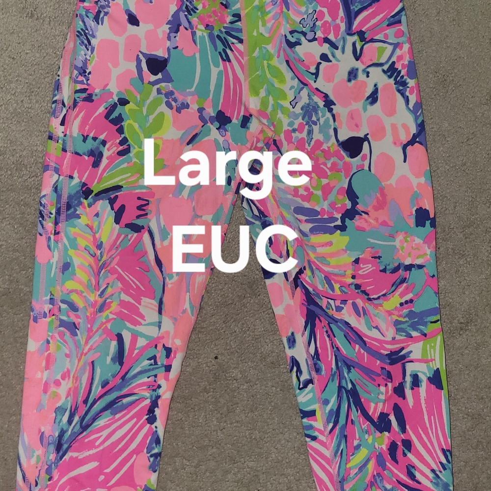 🦄Lilly Pulitzer Midi Leggings Gumbo Limbo LARGE HTF🦄